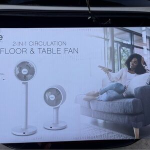 Olee 2-in-1 Circulation Floor & Table Fan - White